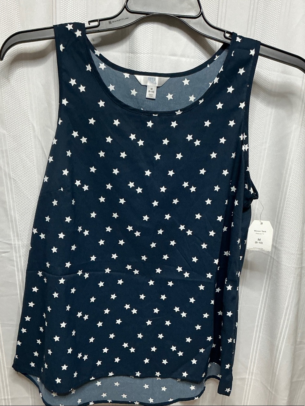 Time and Tru Navy Tank Top with White Star Print